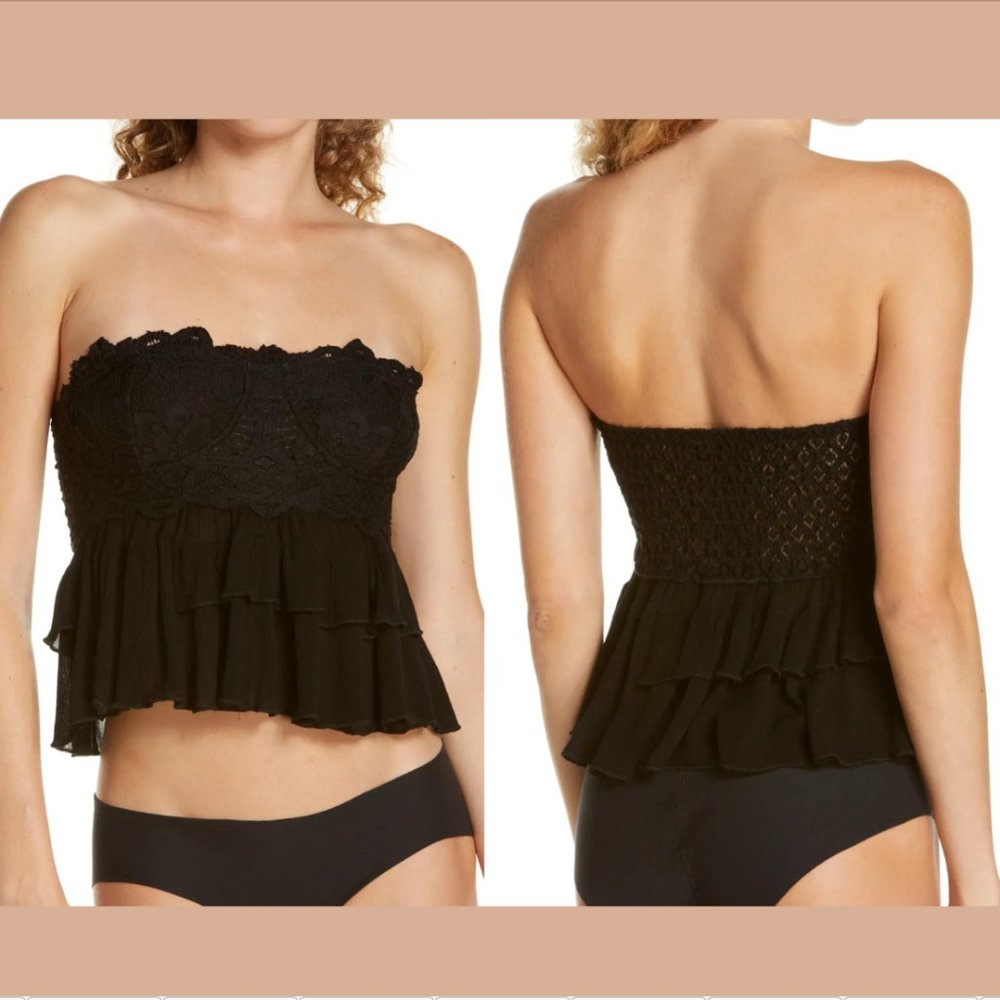 NWT Free People Intimately Adella Strapless Underwire‎ Camisole Black [ L ] 5312